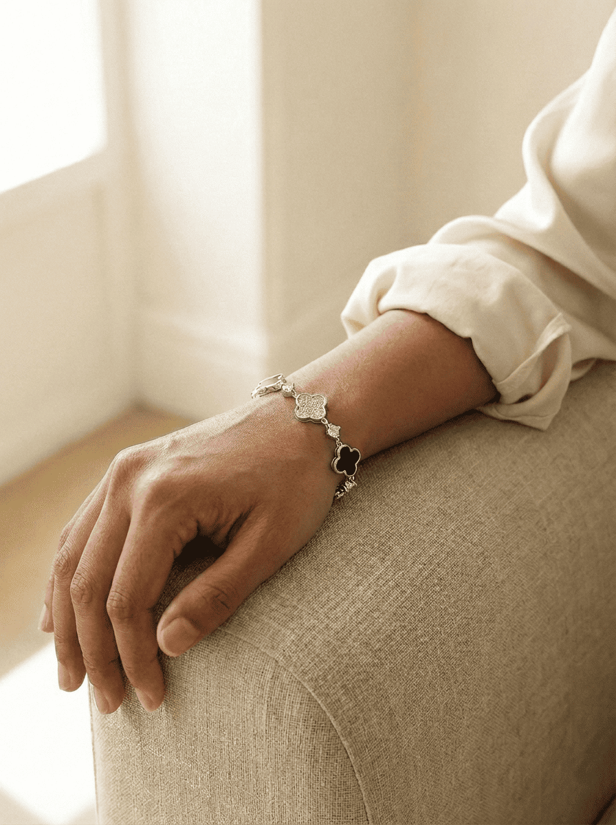 Midnight Bloom Clover Bracelet