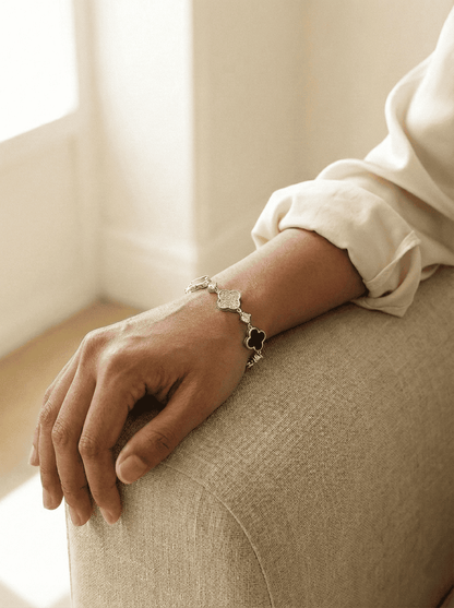 Midnight Bloom Clover Bracelet