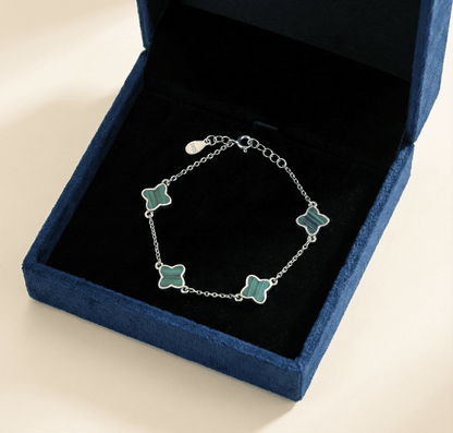 The Verdant Quadrifoil: Malachite 4-Clover Bracelet