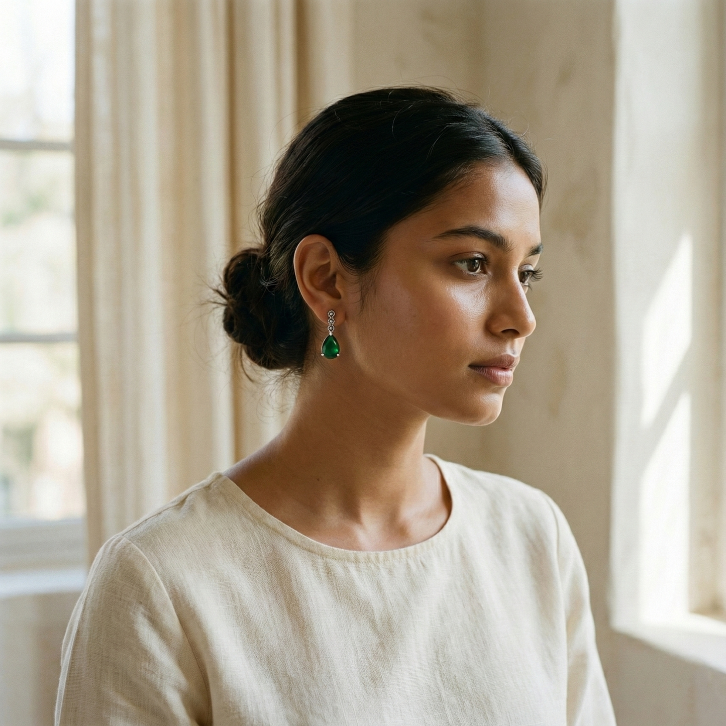 Azure Teardrop Marcasite Earrings
