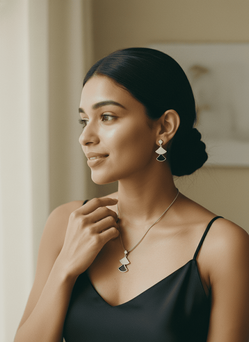 Midnight Mosaic Art Deco Fan Set