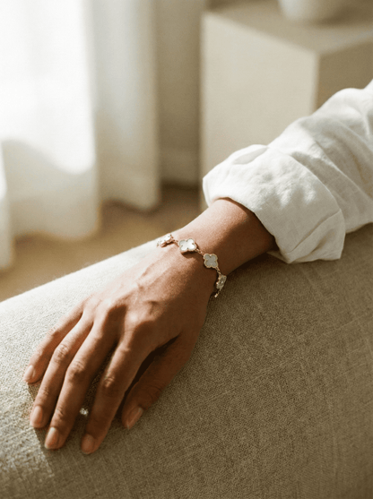 Petal & Pearl Mother of Pearl Rose Gold Clover Bracelet