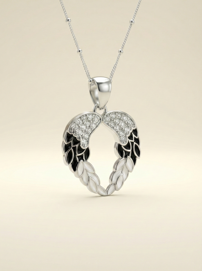 Azure Seraphic Wings Heart Necklace