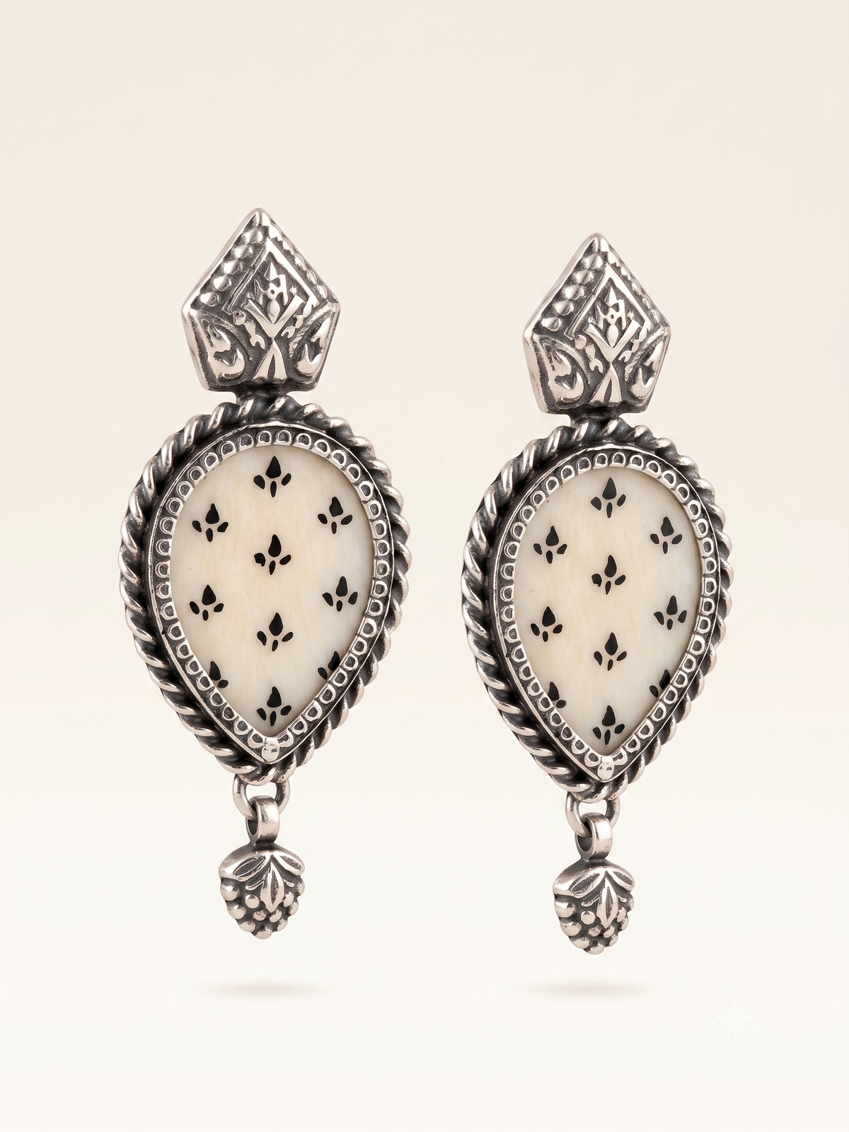 Noir & Ivory Heritage Hand-Painted Studs