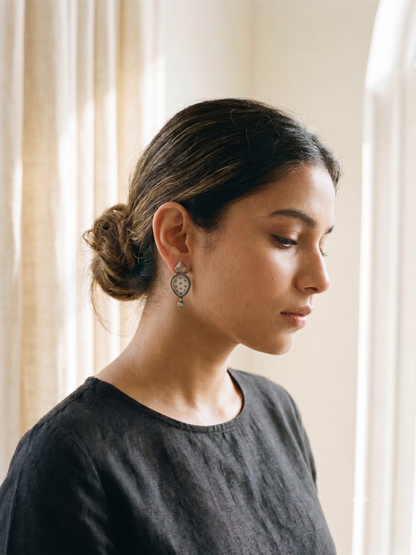 Noir & Ivory Heritage Hand-Painted Studs