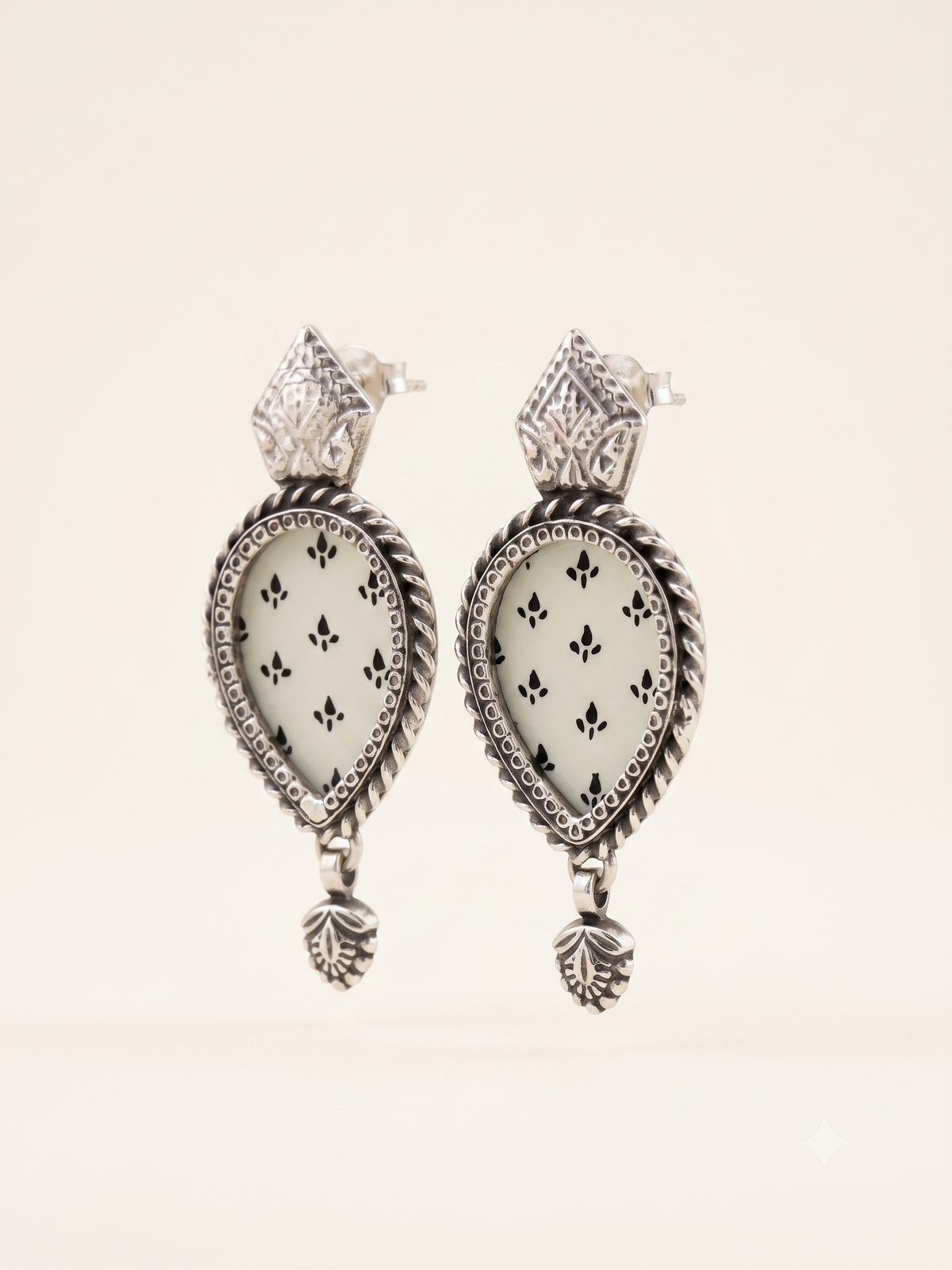Noir & Ivory Heritage Hand-Painted Studs